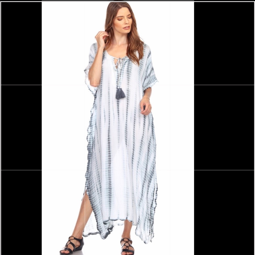 Tie Dye Long Maxi Kaftan Swim Cover up One Size